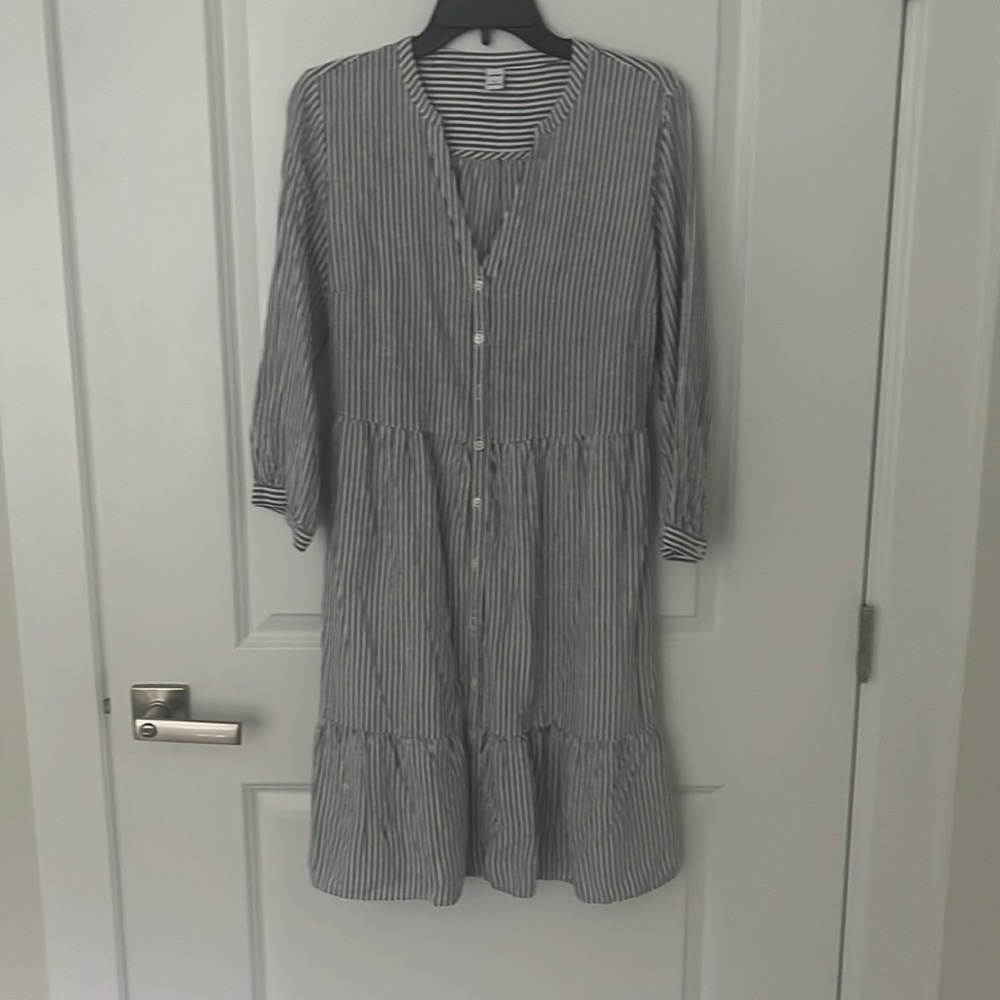 Striped V-neck Dress